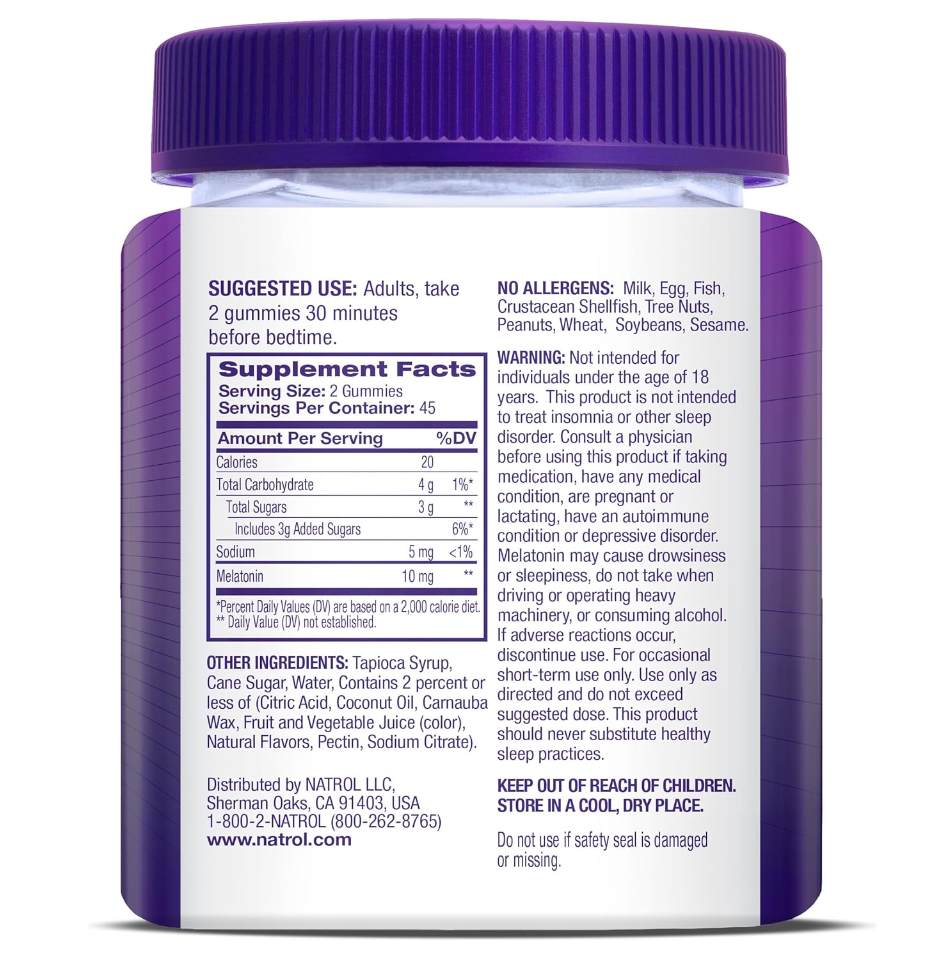 Natrol Melatonin 10mg, ADULT, 90 Gummies