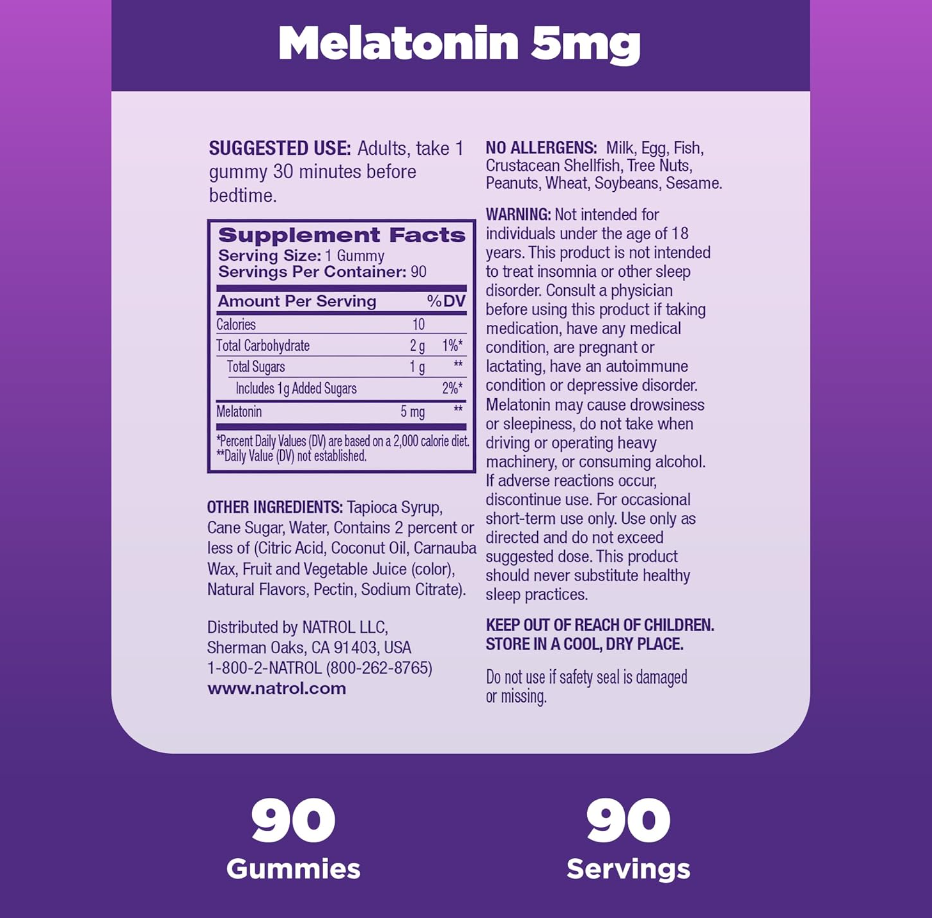 Natrol Melatonin 5mg, ADULT, 90 Gummies